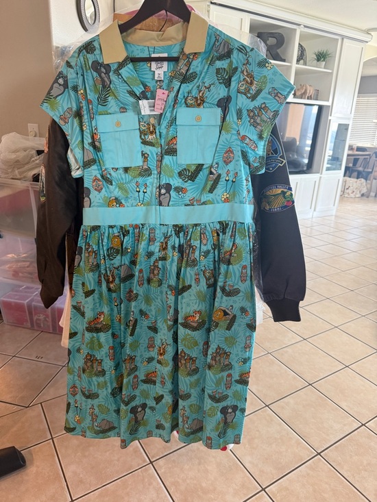 Disney Dress Shop Jungle Book Turquoise Tropical Print Casual Dress